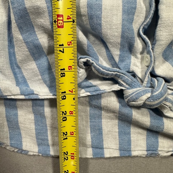 Beachlunchlounge Blue White Striped Linen Blend Tie Front Sleeveless Top Large - Picture 5 of 5